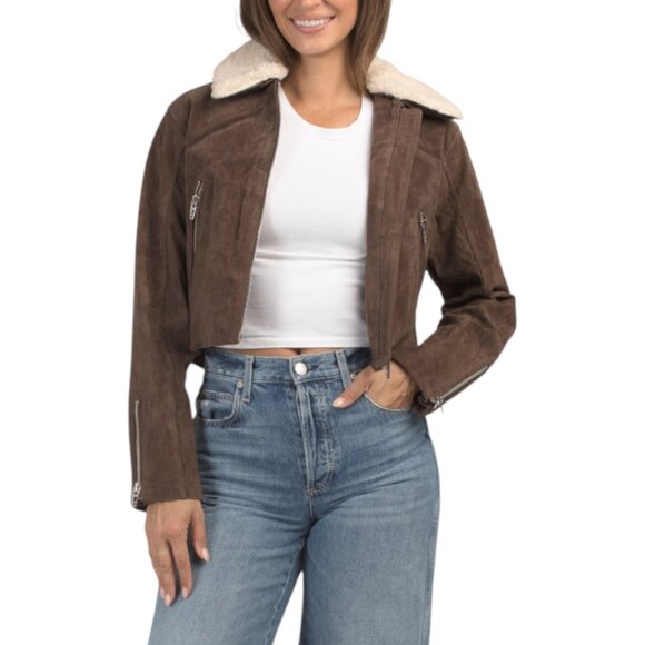 BLANK NYC Suede Jacket With Removable Faux Sherpa Collar - Picture 1 of 3